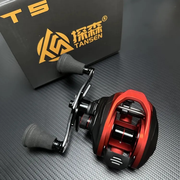 探森T5全金属打黑水滴轮雷强轮大物金属框架海钓锚鱼超大刹车远投