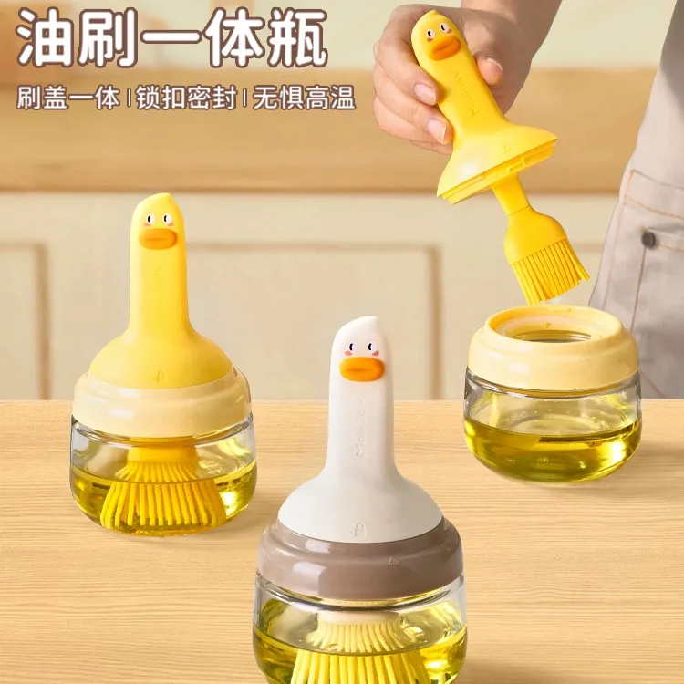油刷家用厨房耐高温油瓶食品级密封硅胶油刷烘培烧烤一体油刷瓶jv