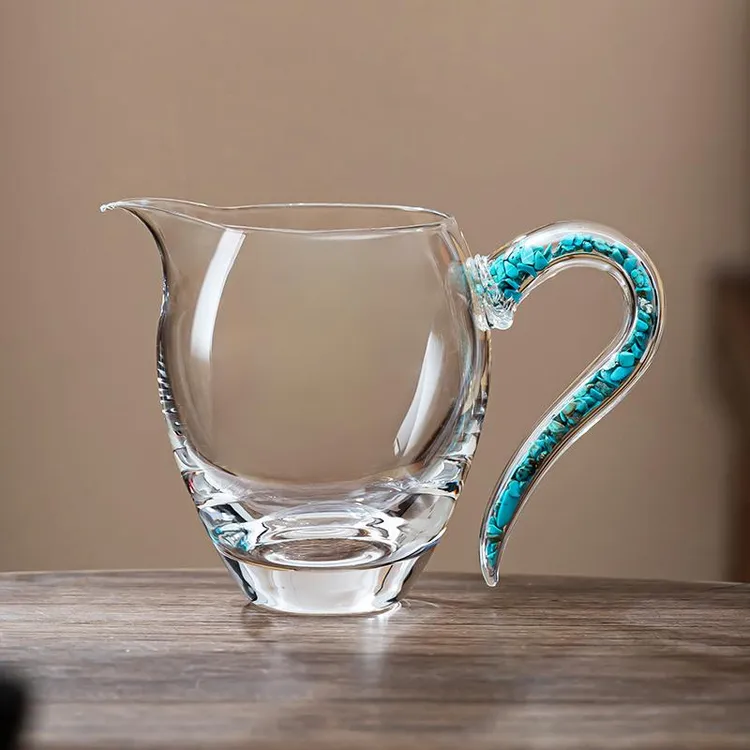 绿松石公道杯玻璃高档新款高颜值水晶茶杯大号加厚耐热主人杯