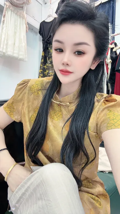 新中式天丝香云纱斜襟盘扣短袖衬衫别致葫芦款上衣