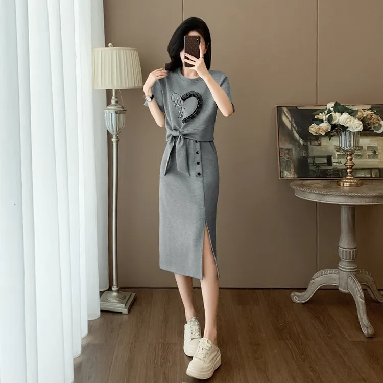 韩版女士休闲时尚套装裙夏显瘦气质减龄洋气运动风半身裙子两件套