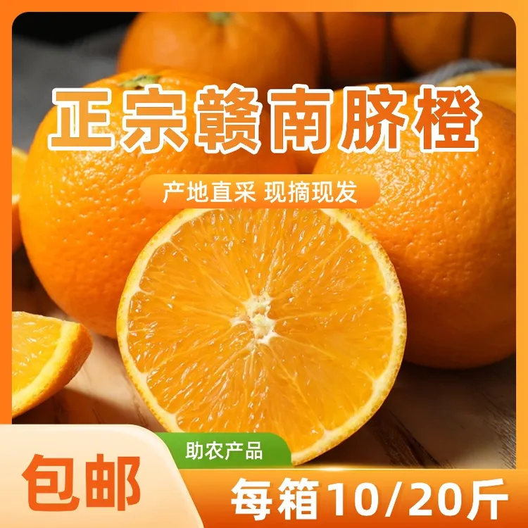 江西赣南脐橙新鲜采摘农家甜橙现摘现发产地直发香甜多汁