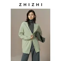 致知 降仙台 羊绒拉毛V领开衫柔软舒适25年冬季新款ZZ2EWKGS112