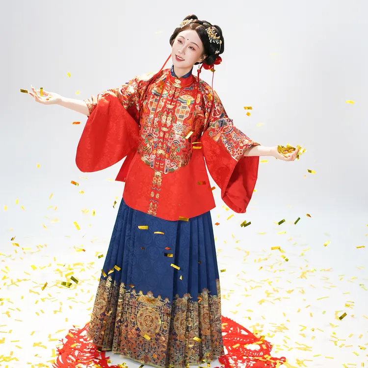 宫灯仕女图 明制对襟短袄秋冬汉服马面裙中秋拜年敬酒服订婚领证