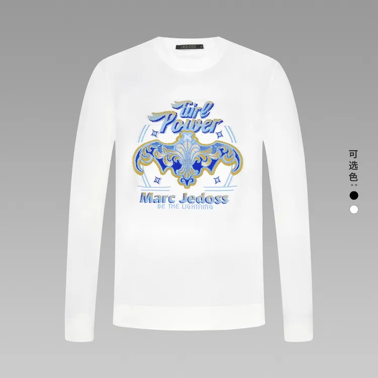 JEDOSS/爵迪斯 2025秋上新时尚轻奢男装LOGO提花套头针织衫潮S003