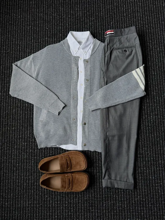 THON BERRY男士S29秋冬通勤衬衫打底针织衫外套帅休闲长裤套装TZ