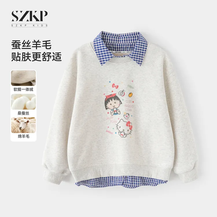 SZKP冬季新款女童装保暖上衣中大童休闲儿童加绒卫衣YNYD557188