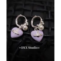 铜合金锆石耳饰 小众设计紫色桃心耳饰47080