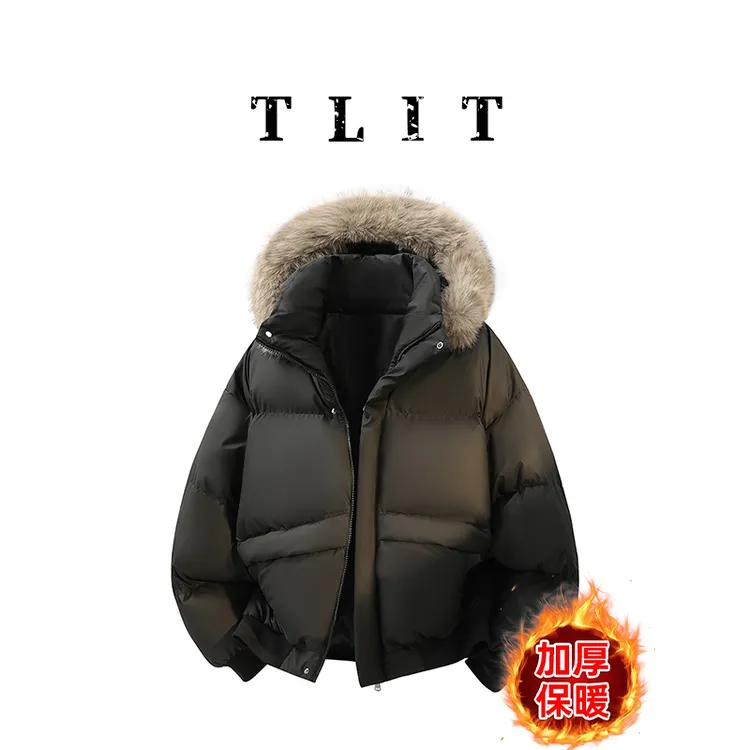 TLIT时尚冬季新款防风保暖棉衣棉服男加厚纯色百搭休闲宽松面包服