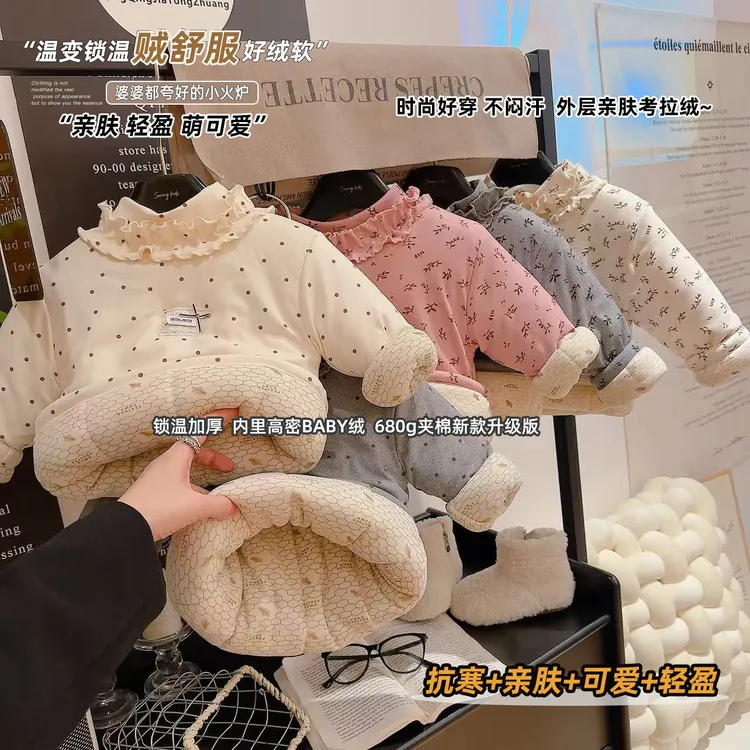 【温变内里 三层夹棉】儿童冬季波点棉袄三层加厚保暖上衣夹棉上衣