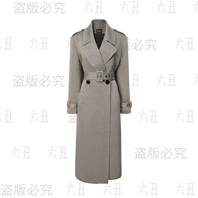 六丑【高定大衣】新款冬季时尚翻领系带两粒扣字母大衣512ADY0247
