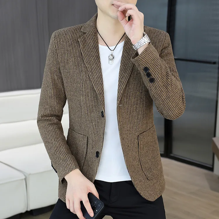 高档西服男秋季新款时尚帅气两颗扣小西装休闲品质男装上衣服3036