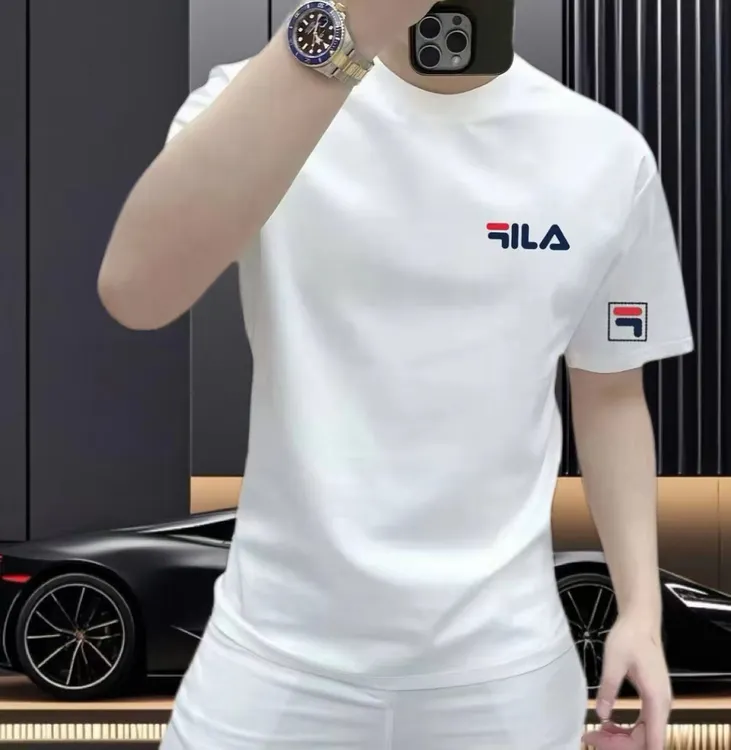 2025夏季新款时尚潮流印花男士休闲百搭修身圆领纯棉短袖t恤上衣
