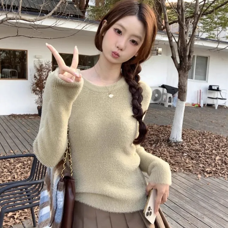 加加厚圆领打底衫女秋冬2025新款高级感毛衣内搭上衣