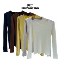 Jokara/丘可儿【奶酥漾】中式气质简约木耳边针织毛衣修身温柔秋