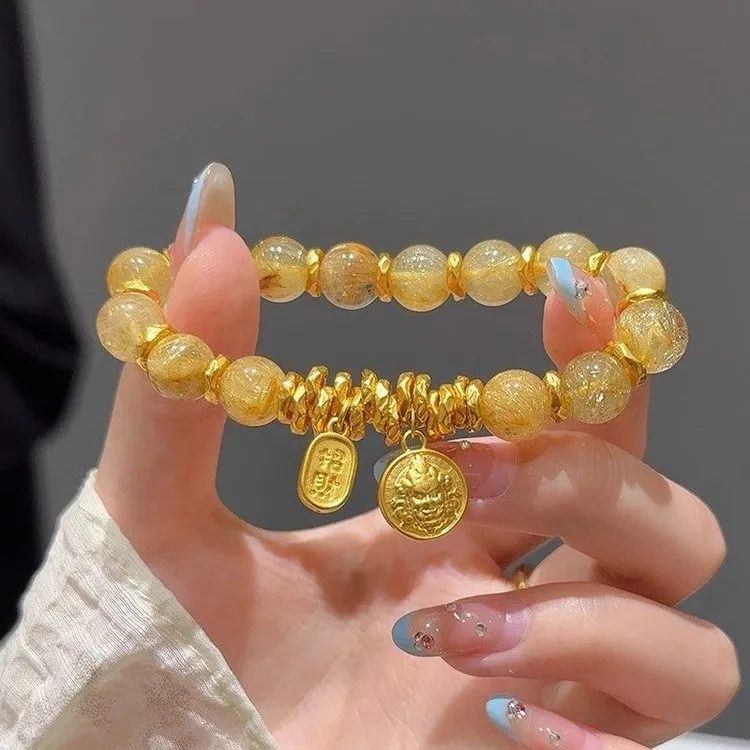 合金手链 招财纳福手串送女友生日礼物卡10mm手串