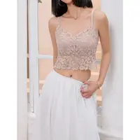 JING时尚背心250013拼蕾丝吊带肤感连体三角杯美背女士性感内搭
