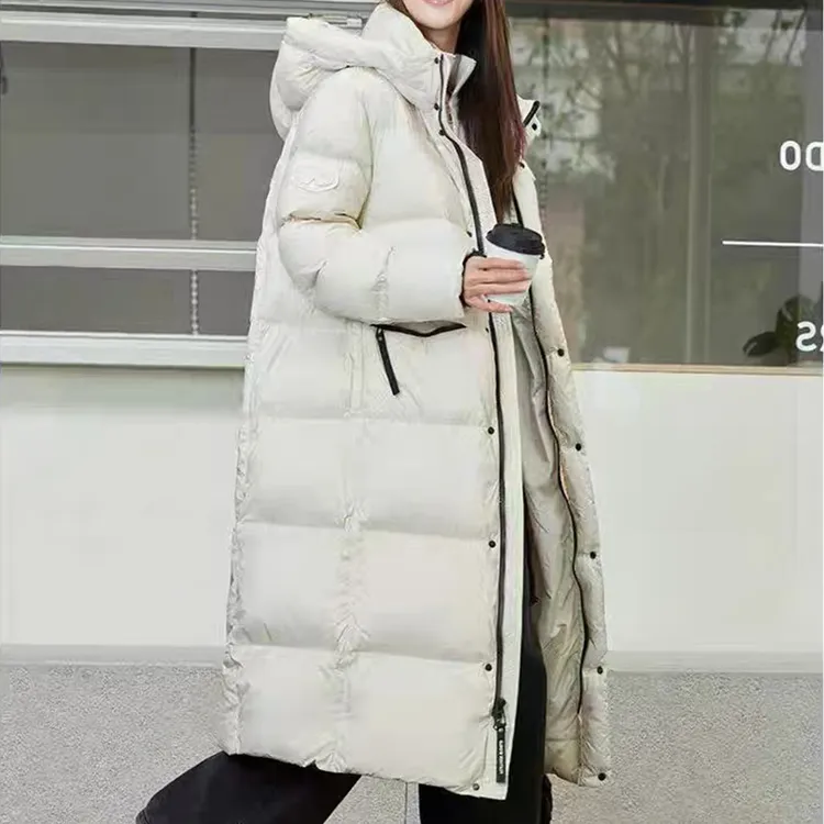 羽绒服白色中长款女款女2025新款冬季长款韩版高级感羽绒外套大码