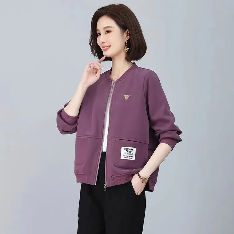 复古宽松棒球服女士短款春秋外套女新款休闲上衣运动工装夹克潮