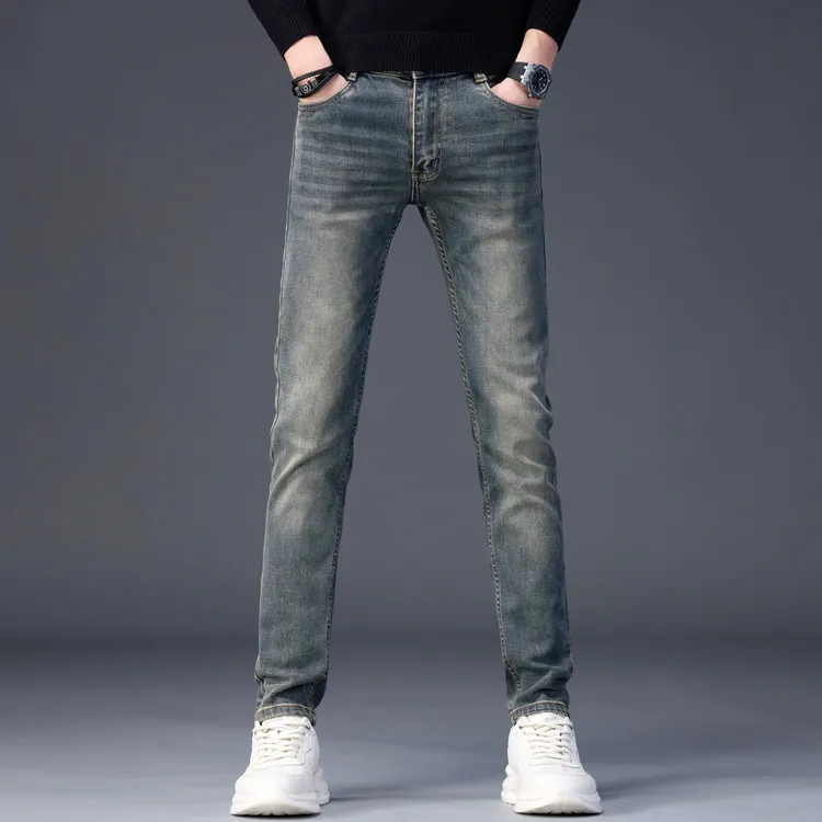 MR.25秋冬新款复古牛仔裤修身小脚高端欧货男款休闲水洗百搭长裤