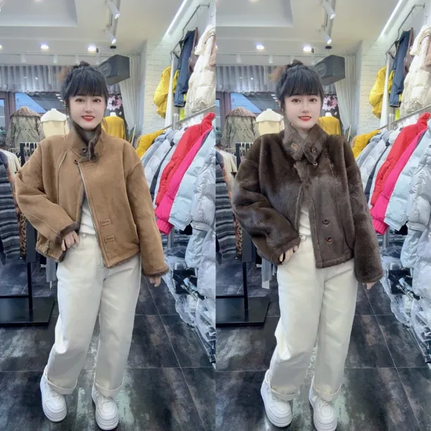 秋冬新款双面服两面可穿轻奢风高档仿真皮毛一体外套上衣女保暖潮