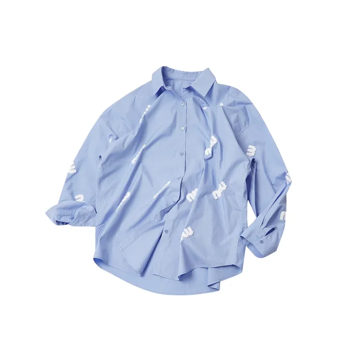 【撞色毛巾绣衬衫】HSCS57104秋季新款清新宽松日常出游百搭衬衫