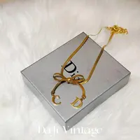 大吉中古/Dior迪奥金色蝴蝶结cd项链