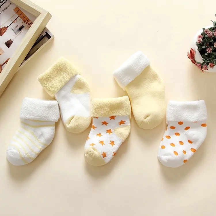 新生婴儿袜子0到3月初生幼儿棉袜宝宝秋冬棉袜a类加厚不勒腿