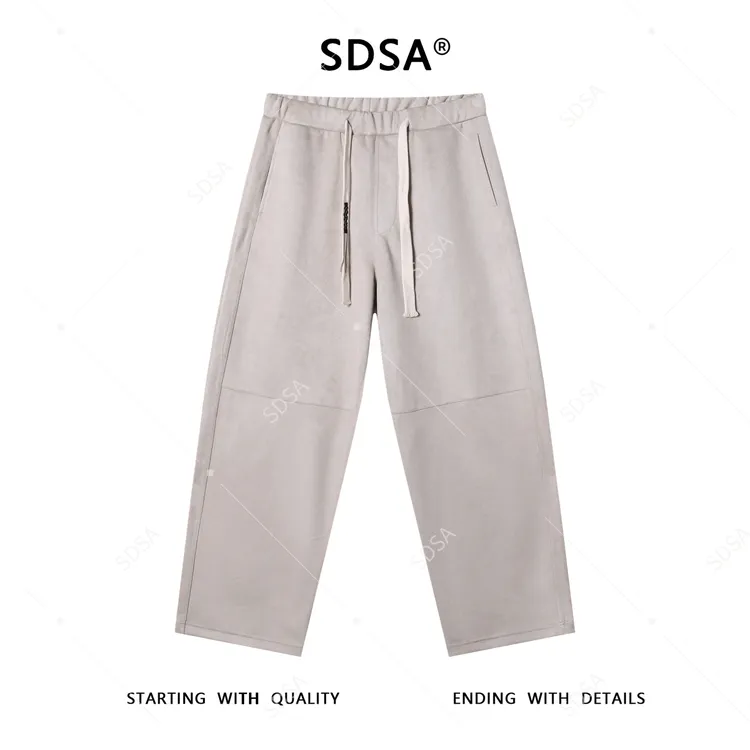 SDSA男士秋冬新款痞帅男装潮牌绒面抽绳松紧直筒休闲裤百搭时尚