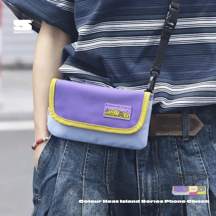 SUMAYZOY斜挎包露营拼色轻量旅行证件袋多巴胺户外运动跑步手机包