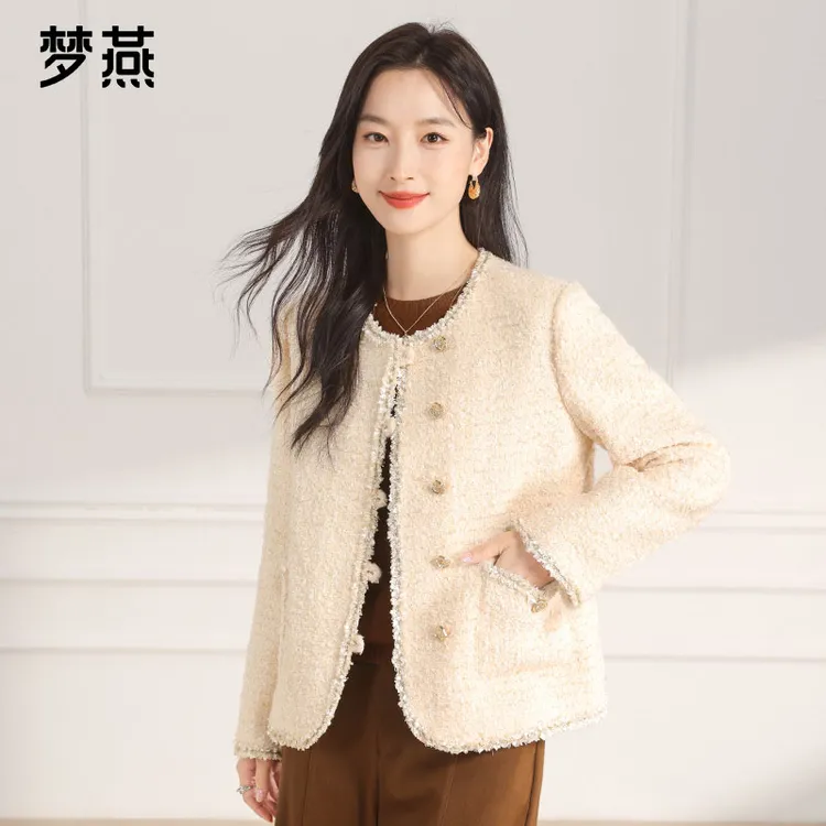 梦燕秋冬女士气质短款小香风大衣休闲百搭时尚宽松外套CA02B5002