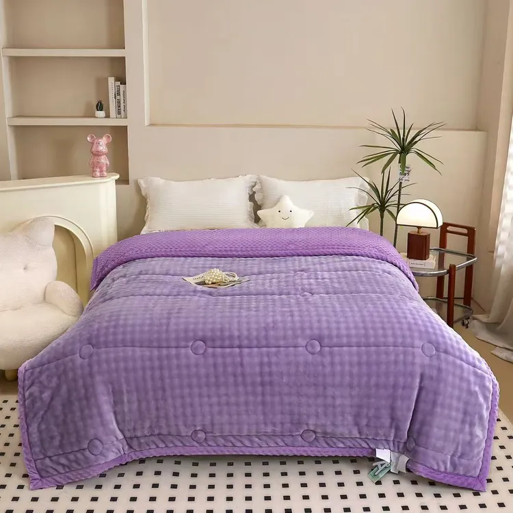 美凯鑫秋冬新款泡泡绒牛奶绒豆豆秋冬被