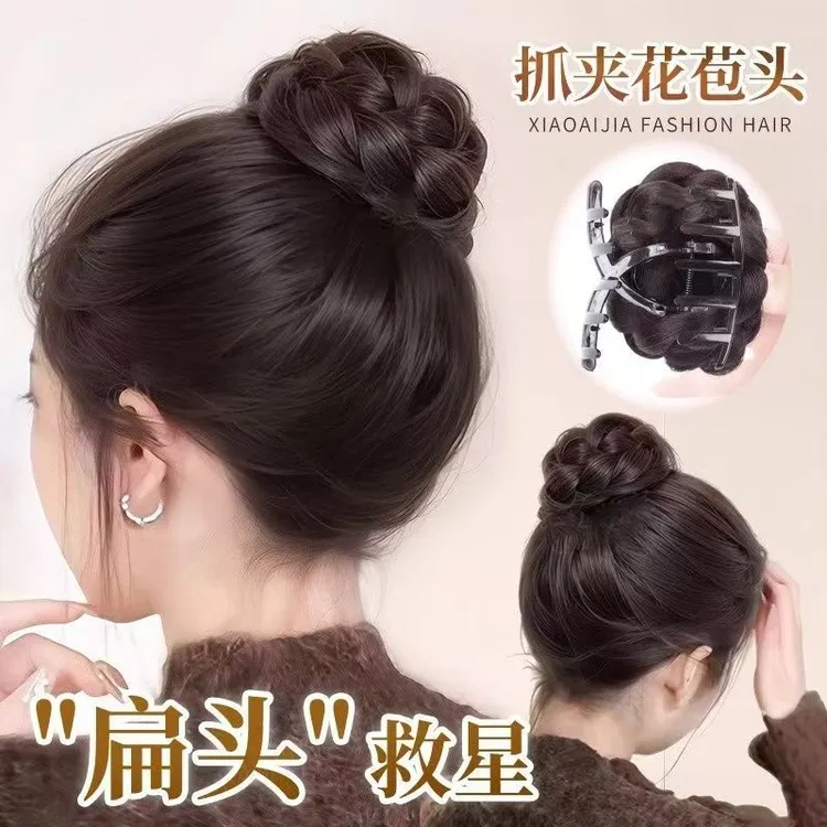 丸子头假发发圈气质千金高颅顶抓夹花苞头盘发神器后脑勺假发发包