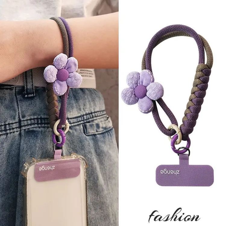 手机挂绳短款ins多巴胺花朵手机链手腕式女户外旅游相机链壳防丢