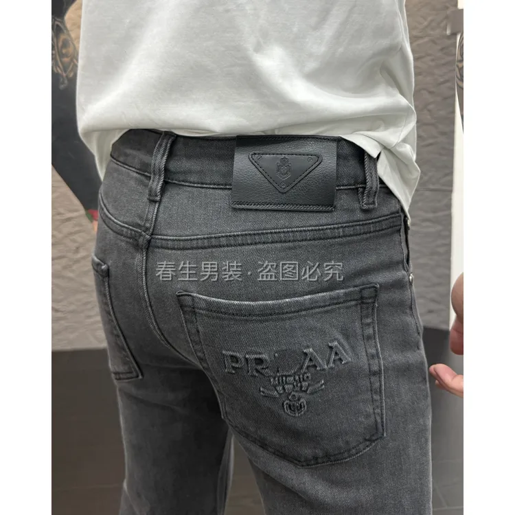 2025早秋新款时尚休闲百搭净版烟灰色小直筒男士牛仔裤6098