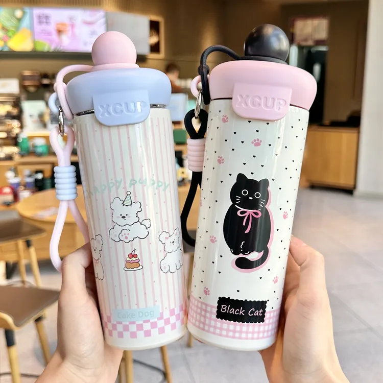 2025新款保温杯大容量吸管杯便携女生高颜值初中学生上学专用杯子