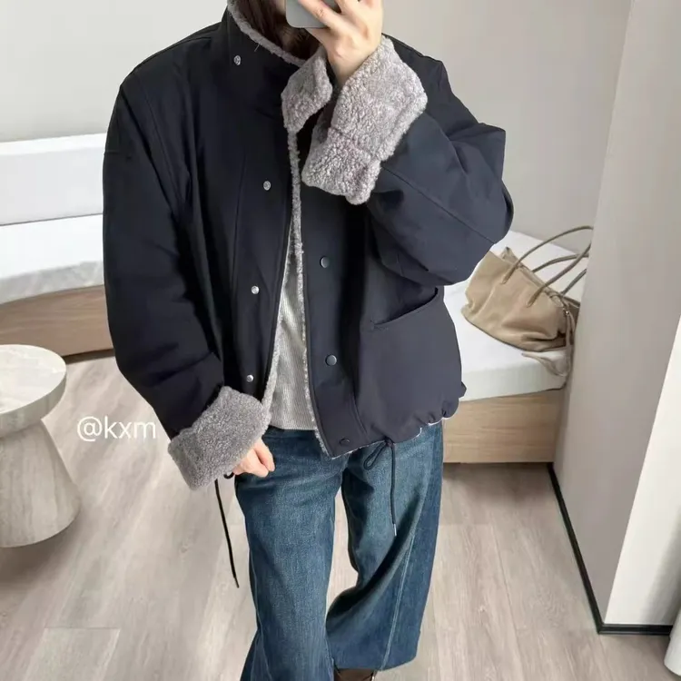 今年流行超好看仿羊羔毛派克服短外套女休闲宽松加厚保暖短外套