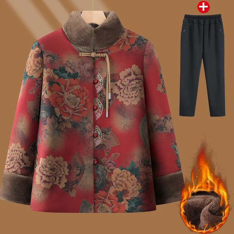 奶奶冬装棉袄加绒加厚60岁70老人妈妈服装太太唐装过寿老人外套