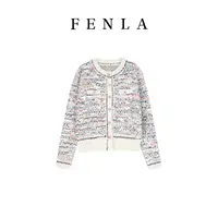 【惠姐私服】小香风粗花呢时尚彩色毛衣 85395