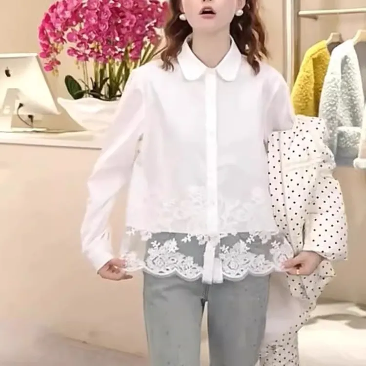 大码2025早春新款设计感百搭气质洋气显瘦减龄长袖衬衫-5655