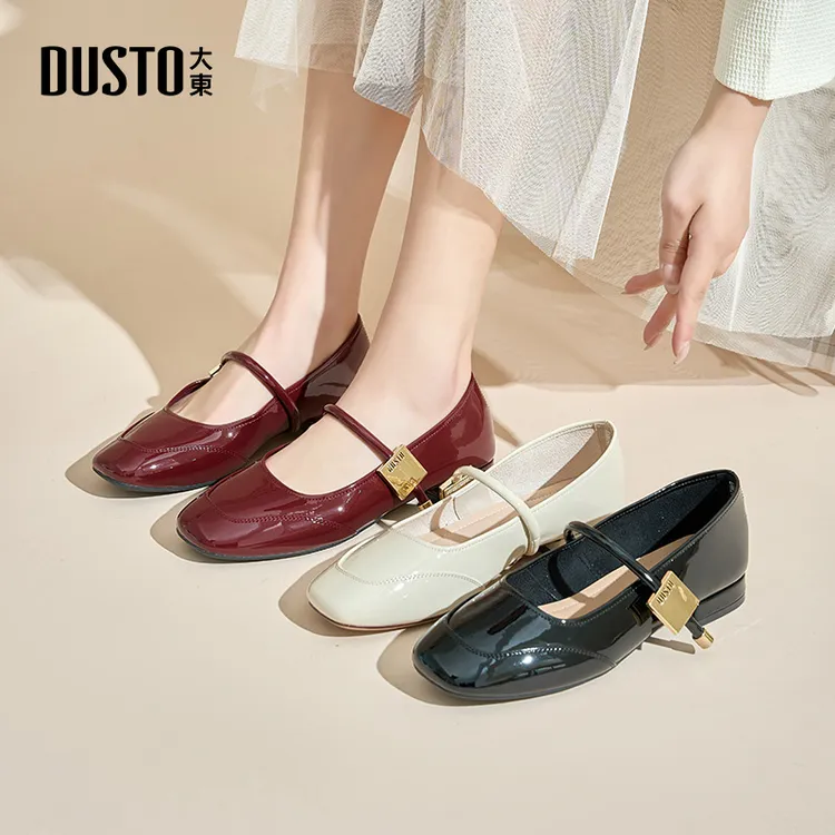 大东浅口鞋单鞋女2025春季新款百搭方头套脚温柔时尚通勤鞋子0051