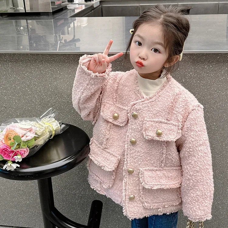 女童外套春装2025新款女宝宝春季毛毛衣服女孩小香风儿童春秋款