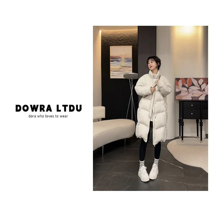  朵拉【暖冬密码】2024年冬季款半高领纯色中长款羽绒服 511-250106