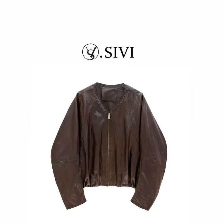 熙薇【汉宫秋月】2025早秋新款时尚百搭复古气质皮衣外套H3833