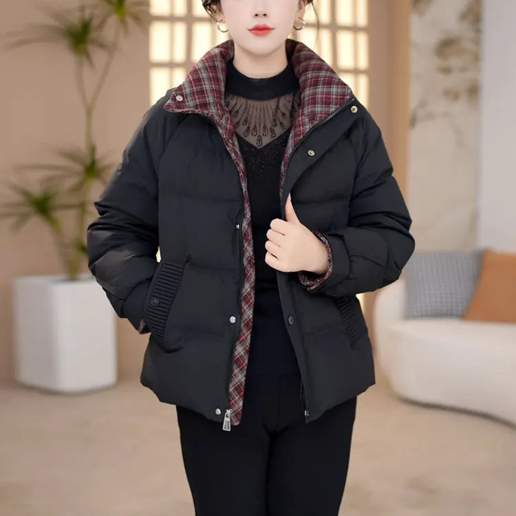 洋气立领羽绒服女冬2025年新款时尚百搭保暖休闲免洗外套潮