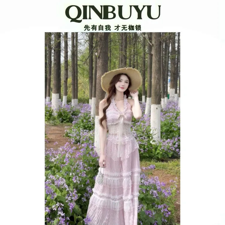 女装新款 赴约山海 夏温柔风法式设计感显瘦上衣长裙公主气质甜美