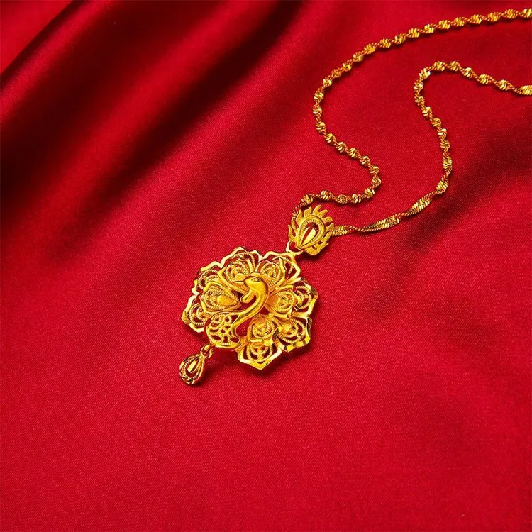 铜合金项链 亮闪闪孔雀项链高定款充场面婚礼平替节日必备礼物