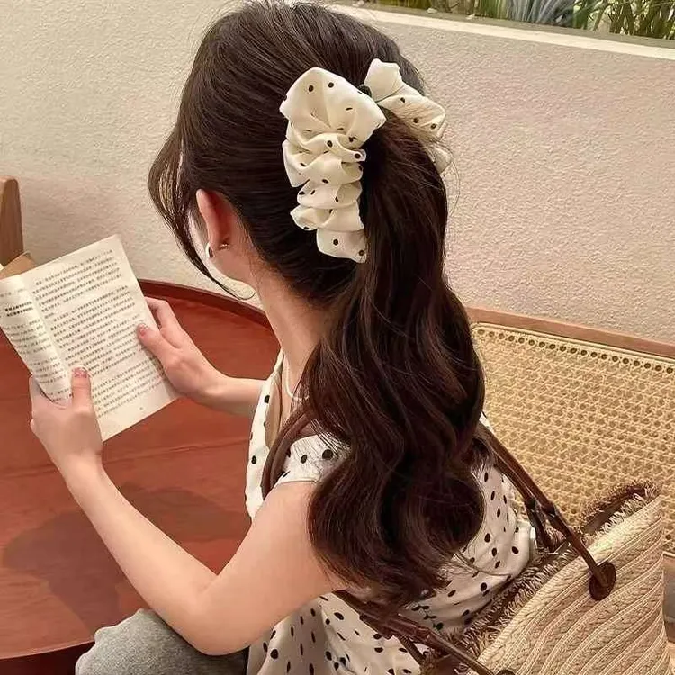 韩系波点泡泡香蕉夹竖夹半扎发2025新款甜美发夹后脑勺一字夹发饰