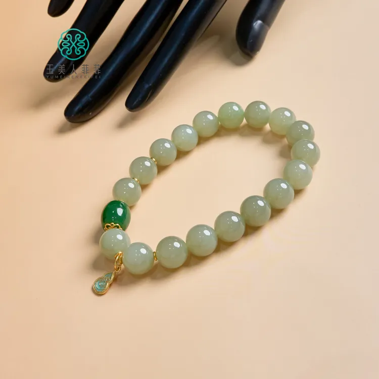 菲菲珠宝好丨S925和田玉单圈圆珠约10mm手串-多样性发一