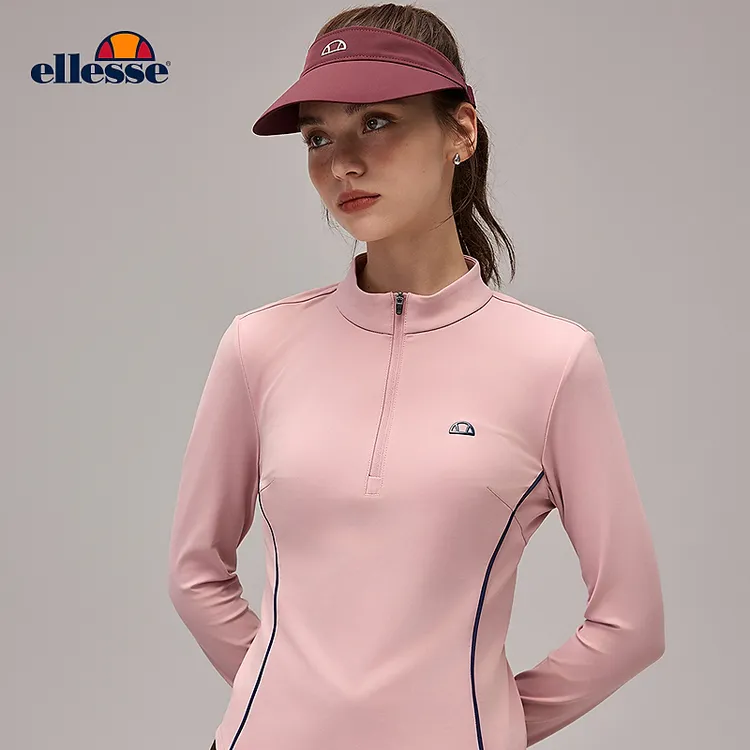Ellesse半拉链高领修身长袖T恤网球运动修身长袖休闲时尚秋冬